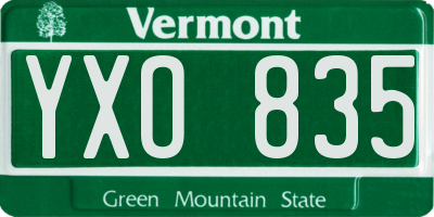 VT license plate YXO835