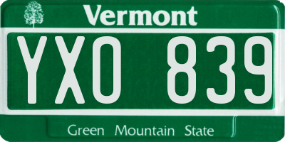 VT license plate YXO839
