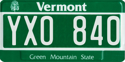 VT license plate YXO840