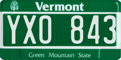 VT license plate YXO843
