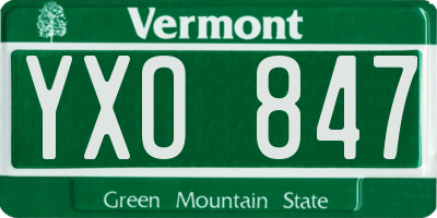 VT license plate YXO847