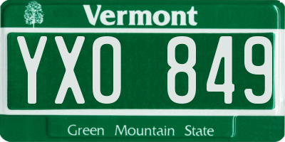 VT license plate YXO849