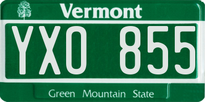VT license plate YXO855