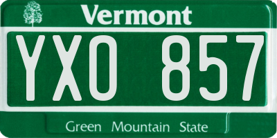 VT license plate YXO857