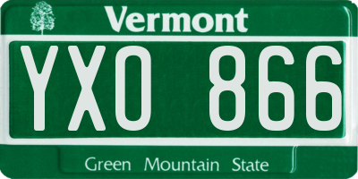 VT license plate YXO866