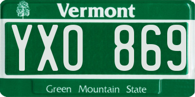 VT license plate YXO869