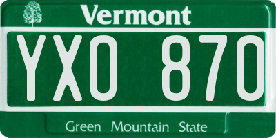 VT license plate YXO870