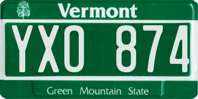 VT license plate YXO874