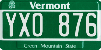 VT license plate YXO876
