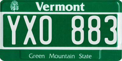 VT license plate YXO883