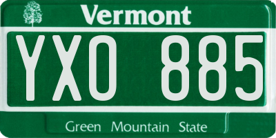 VT license plate YXO885
