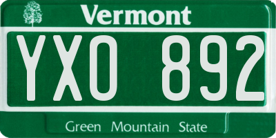 VT license plate YXO892