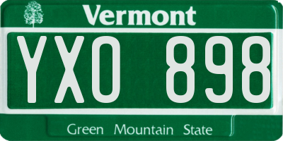 VT license plate YXO898