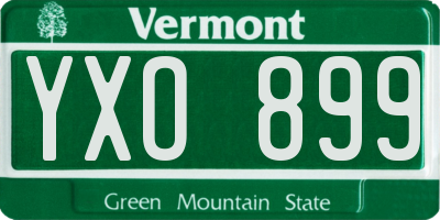 VT license plate YXO899