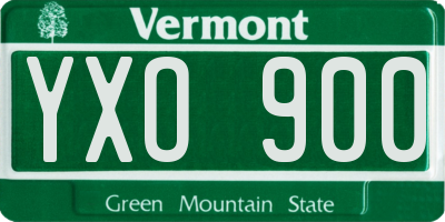 VT license plate YXO900
