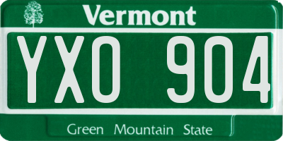 VT license plate YXO904