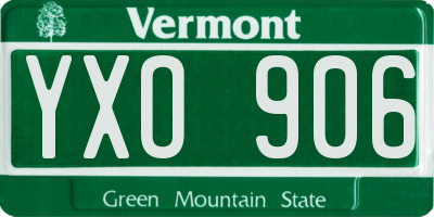 VT license plate YXO906