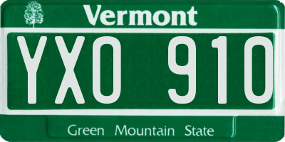VT license plate YXO910