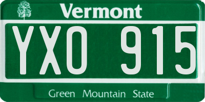VT license plate YXO915