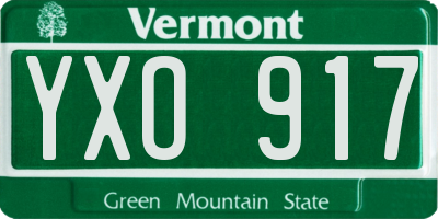 VT license plate YXO917