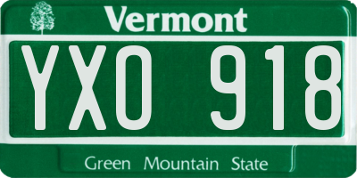 VT license plate YXO918