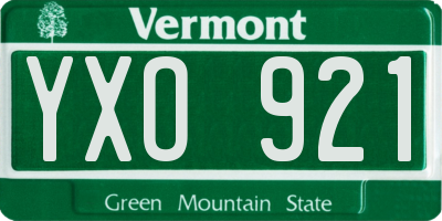 VT license plate YXO921