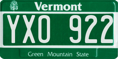 VT license plate YXO922