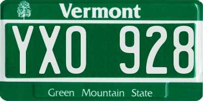 VT license plate YXO928