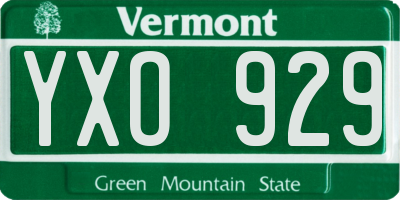 VT license plate YXO929