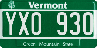 VT license plate YXO930