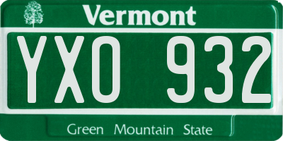 VT license plate YXO932
