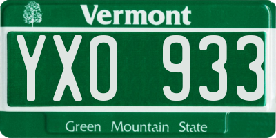 VT license plate YXO933