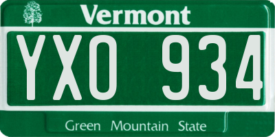 VT license plate YXO934
