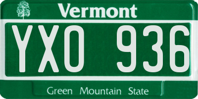 VT license plate YXO936