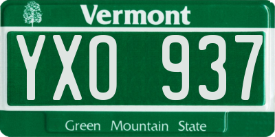 VT license plate YXO937