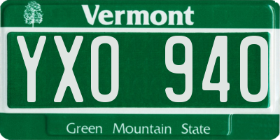 VT license plate YXO940