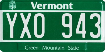 VT license plate YXO943