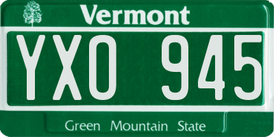 VT license plate YXO945