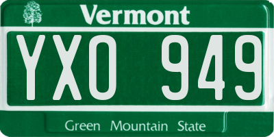VT license plate YXO949