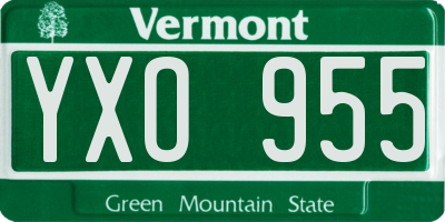 VT license plate YXO955
