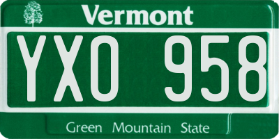 VT license plate YXO958