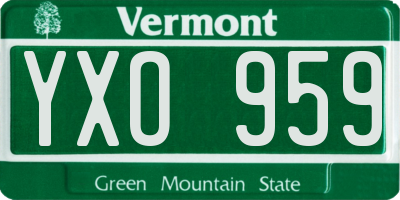 VT license plate YXO959