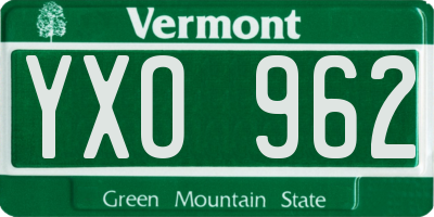 VT license plate YXO962
