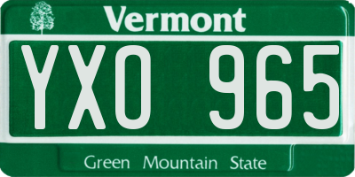 VT license plate YXO965