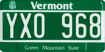VT license plate YXO968