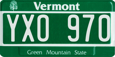 VT license plate YXO970