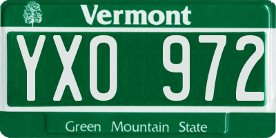 VT license plate YXO972