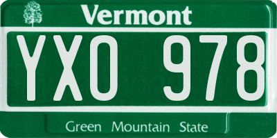 VT license plate YXO978