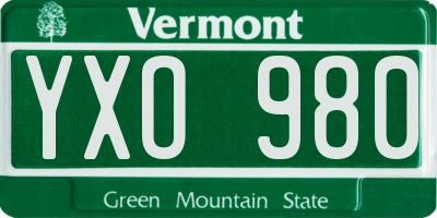 VT license plate YXO980