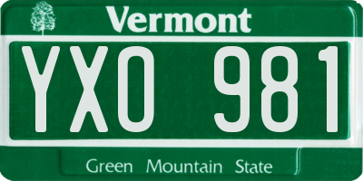 VT license plate YXO981